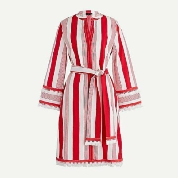 J. Crew Sizzling Red Striped Cotton Poplin Tunic Dress 0 - Picture 1 of 9